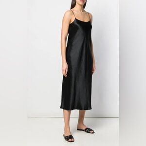 Vince Black Satin Slip Dress Size M Minimalist Midi Style VR68551013